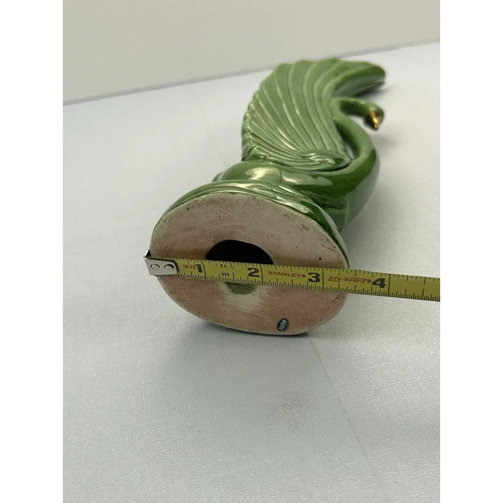 Vintage Japan Green Ceramic Swan Bird Figurine Statue Gold Accent 14